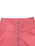 Colorblock 1/2 Zipper Long Sleeve Drawstring Short Sweatshirt and Tight Pants Set Casual Sweatsuit