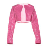 Women's Pu Leather Shrug Open Front Cropped Jacket