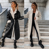 Autumn Winter Casual PU Leather Windbreaker Fashion Loose Coat
