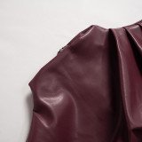 PU Leather Sleeveless Ruched Top