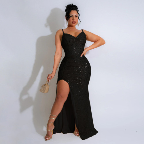 Sequined Straps Formal Party Sexy Party Dress