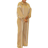 Striped Patchwork Hoodies Pants 2PCS Set Wide Leg Tracksuit