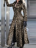 Zipper PU Leather Long Coat Dress