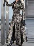 Zipper PU Leather Long Coat Dress