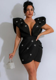Sexy Plunging Neck Rhinestone Party Bodycon Dress