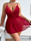 Plus Size Lace Cami V-Neck Night Gown Sexy Lingerie