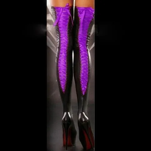 PU Leather Stocking Lace Up Sexy Lingerie