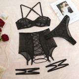 Sexy Lingerie See Through Four Piece Set Garter Lingerie Set