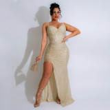 Sequined Straps Formal Party Sexy Party Dress