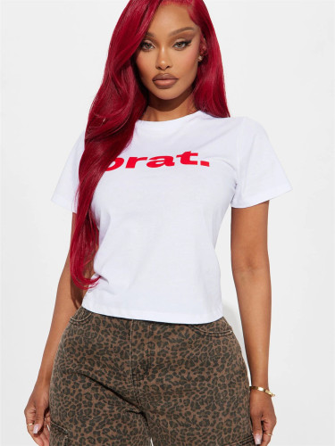 Casual Letter Print Street Style Short Sleeve T-Shirt Top