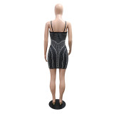 Sexy Black Fashion Strap Beaded Bodycon Party Dress