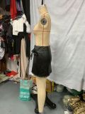 Black Belt PU Leather Studded Skirt