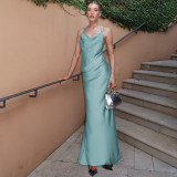 Fashion Dress Sexy Straps Solid Backless Long Dress