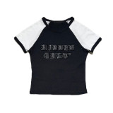 American Style Two-piece set Patchwork Letter Print Tee and Shorts