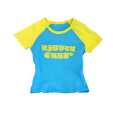 American Style Two-piece set Patchwork Letter Print Tee and Shorts