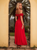Red Off Shoulder Formal Party Long Dress