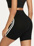 Sports Cycling High Waist Shorts with Side Stripes