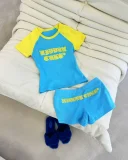 American Style Two-piece set Patchwork Letter Print Tee and Shorts