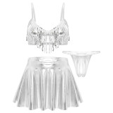 Fringe Three Piece Skirt Set Swimsuit Skirt