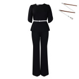 Elegant Chic Top and Wide Leg Pants Two Piece Set