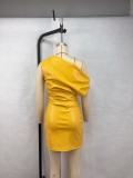 Slash Shoulder Chic PU Leather Nightclub Bodycon Dress
