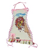 Retro Print Halter Drawstring Lace-up Dress