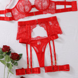 Sheer Lace Patchwork Underwired Lingerie Set