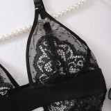 Polka Dot Patchwork Lace Low-Cut Underwired One-Piece Lingerie