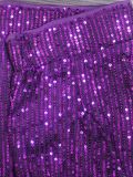 Plus Size Round Neck Long-Sleeve Sequin Party Two Piece Pants Set
