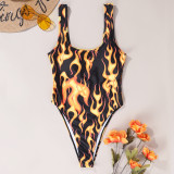 Sexy Flame Print One-Piece Swimsuit