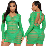 Sexy Bikini Set and See Through Cover-up Beach Dress Set