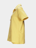 Yellow Casual Short Sleeve Turndown Collar Shirt Elastic Waist 2pcs Shorts Set