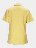 Yellow Casual Short Sleeve Turndown Collar Shirt Elastic Waist 2pcs Shorts Set