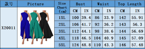 Fashion Sleeveless Slash Shoulder Solid Slim Waist Slit Tie Waist A-Line Long Dress