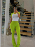 Contrast Fitness Two-Piece Set Raglan Sleeve Casual Sports Yoga Top and Long Pants