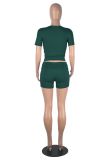 Short Sleeve Round Neck Top and Shorts Two-piece Set