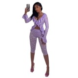 Sexy Solid Hollow See Through Lace Two-Piece Shorts Set