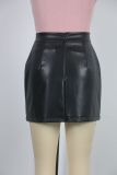 Studded PU Leather Bodycon Zipper Sexy Mini Dress