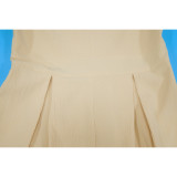 Sexy Strapless Shirred Solid  Loose Jumpsuit