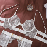 Sheer Lace Patchwork Underwired Lingerie Set