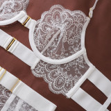 Sheer Lace Patchwork Underwired Lingerie Set