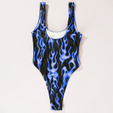 Sexy Flame Print One-Piece Swimsuit