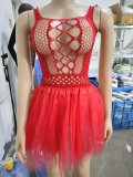 Red Sexy Lace Mesh Lingerie Skirt set