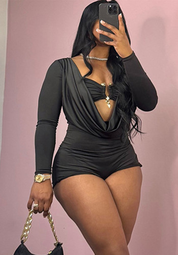 Streetwear Fashion Deep V-Neck Slim Fit Rompers