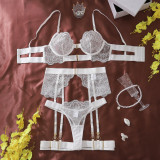 Sheer Lace Patchwork Underwired Lingerie Set