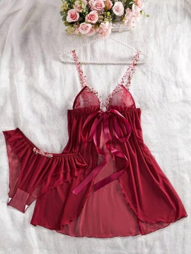 Sexy Lingerie See-Through Mesh Slit Night Dress
