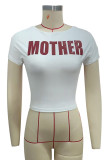 Sexy Letter Print Short Sleeve Fashion Tee Crop Top