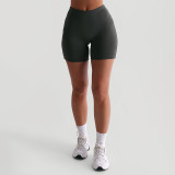 Solid Tight Fit Sports Ruched Shorts