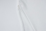 White Strapless Irregular Top and Bell Bottom Pants Two Piece Set