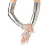 50CM Length Pu Leather Fingerless Gloves Cosplay Accessories